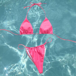 COPY - Neon Pink Latex Bikini - 2 Piece Set
